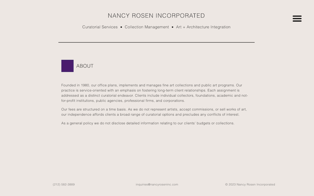 Nancy Rosen Inc. - Website Banner